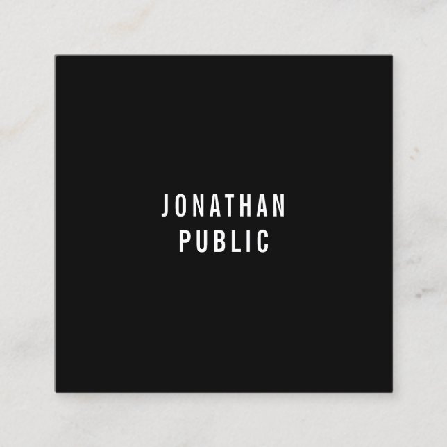 Custom Black And White Modern Simple Template Square Business Card (Front)