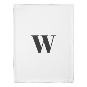 Custom black and white monogram initial duvet cove cover