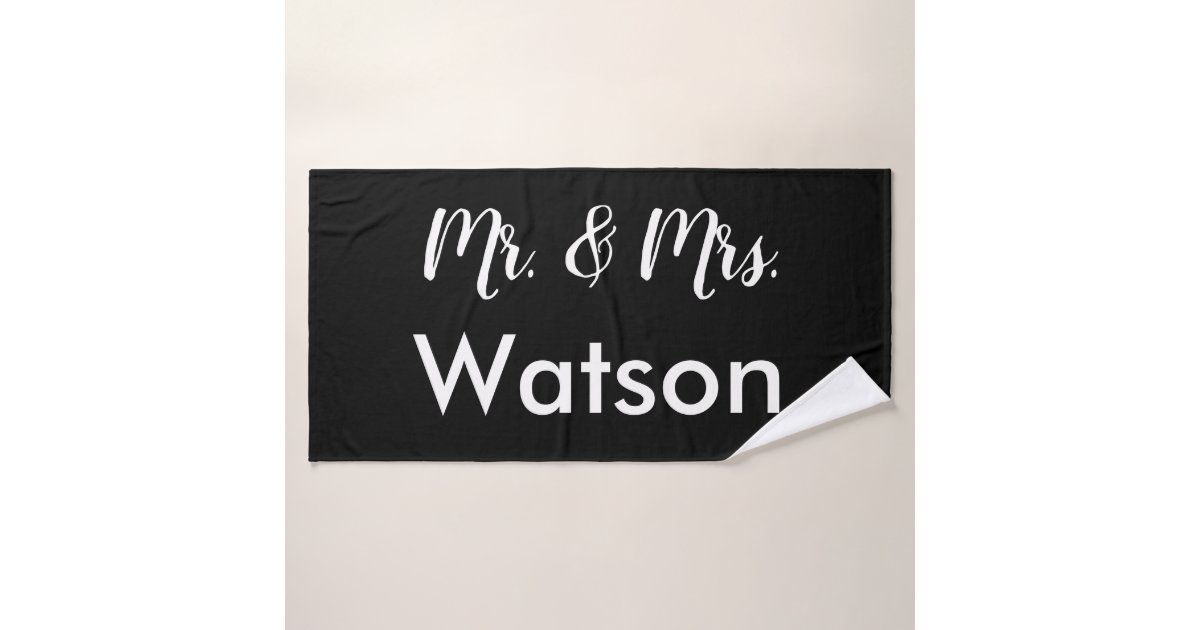 Custom Black and White Mr. & Mrs. Bath Towel Set | Zazzle