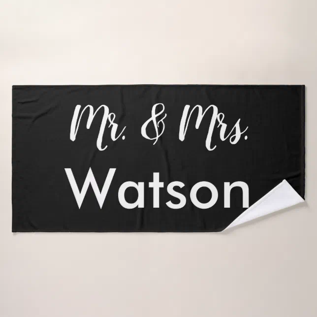Custom Black and White Mr. & Mrs. Bath Towel Set Zazzle