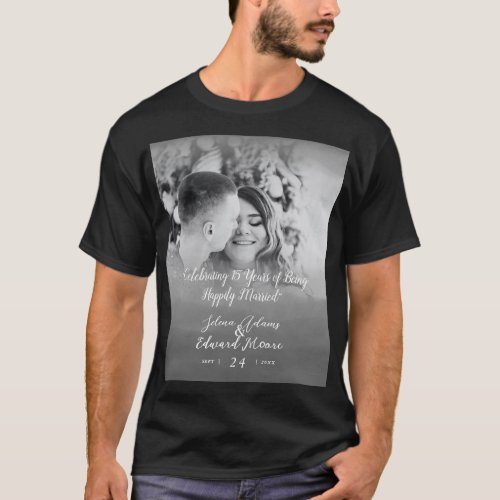 Custom Black and White Overlay Photo Anniversary T_Shirt