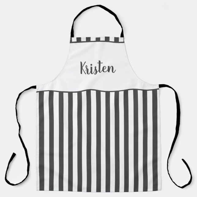 Custom Black and White Pattern Personalized Text Apron (Front)