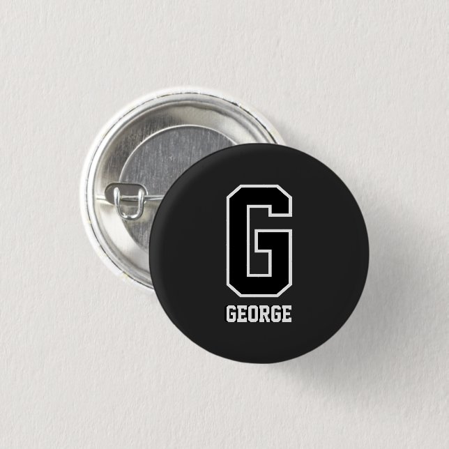 Custom Black and White Personalized Monogram Button (Front & Back)