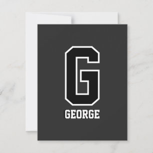 Custom Black and White Personalized Monogram Note Card