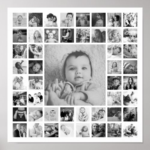 Custom Black And White Photo Collage Personalized Poster