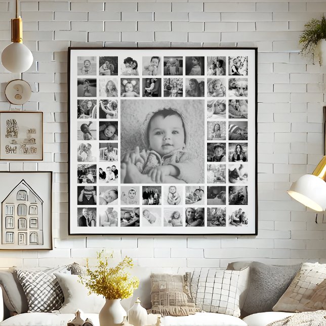 Custom Black And White Photo Collage Personalized Poster (Creator Uploaded)