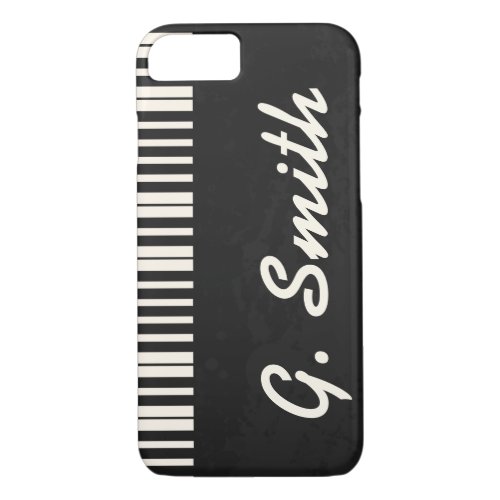 Custom Black and White Piano Keyboard Add Name iPhone 87 Case