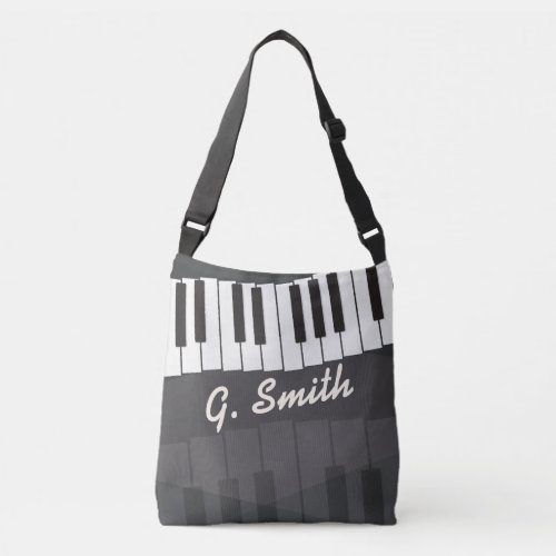 Custom Black and White Piano Keyboard Add Name Crossbody Bag