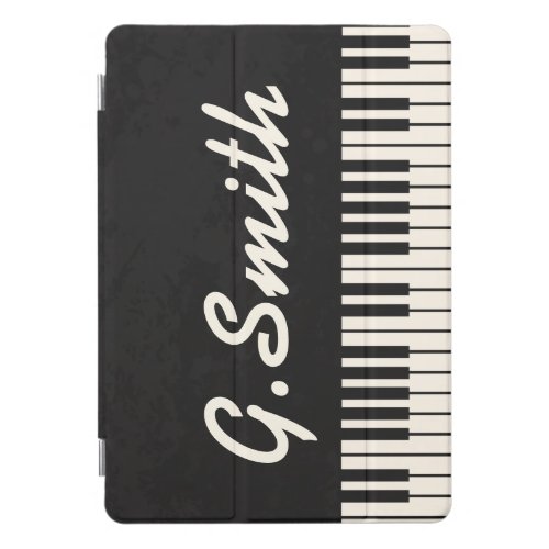 Custom Black and White Piano Keyboard Add Name iPad Pro Cover