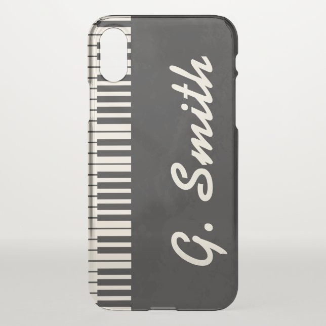 Custom Black and White Piano Keyboard. Add Name. Uncommon iPhone Case (Back)