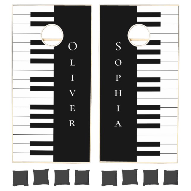 Custom Black and White Piano Keyboard Cornhole Set (Set)