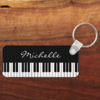 Custom black and white piano keys metal keychain
