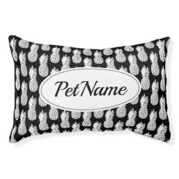 Custom black and white pineapple pattern dog bed
