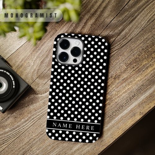 Custom Black And White Polka Dot Design  Case_Mate iPhone 14 Pro Max Case