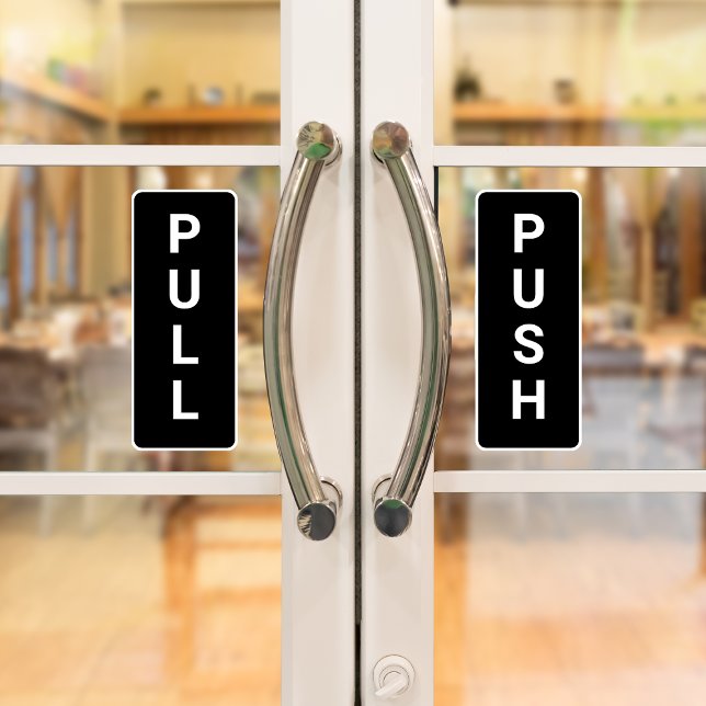 Custom Black And White Push Pull Door Sticker (Creator Uploaded)