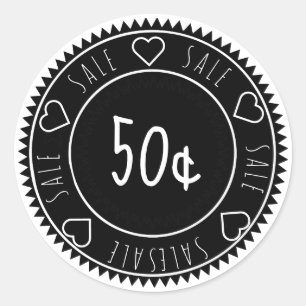 Custom Black and White Sale Price  Classic Round Sticker