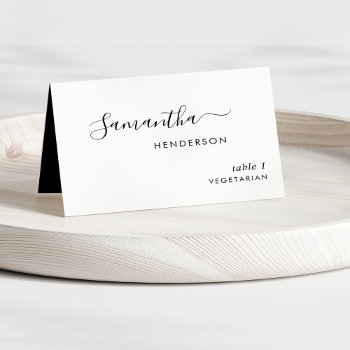 Custom Black And White  Script Wedding Place Cards by One2InspireDesigns at Zazzle