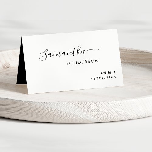 Custom Black and White Script Wedding Place Cards
