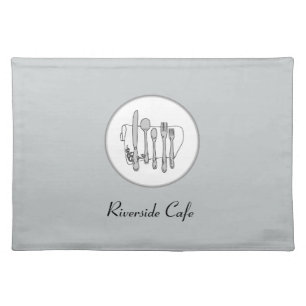 Custom Black and White Silverware Design Placemat