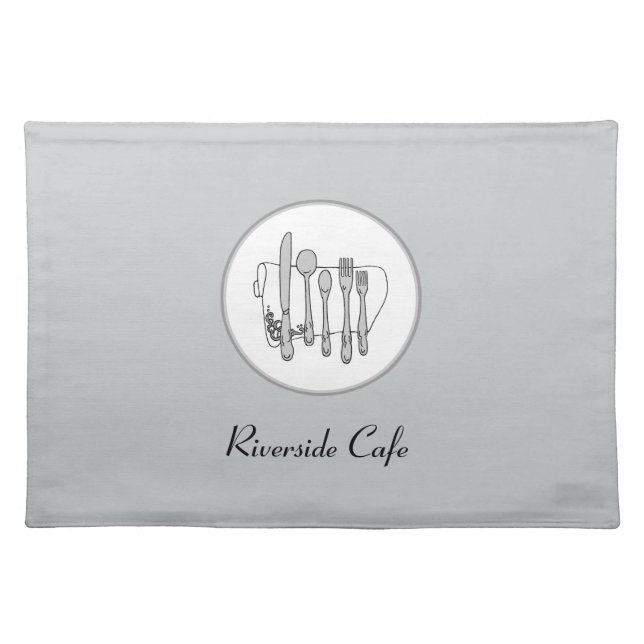 Custom Black and White Silverware Design Placemat (Front)