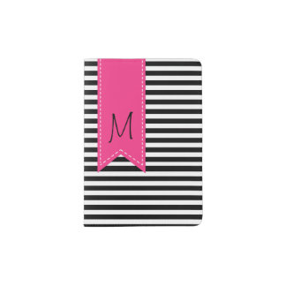 Custom Black and white Stripe Passport Holder