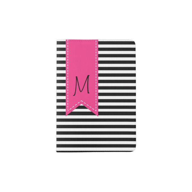 Custom Black and white Stripe Passport Holder (Front)