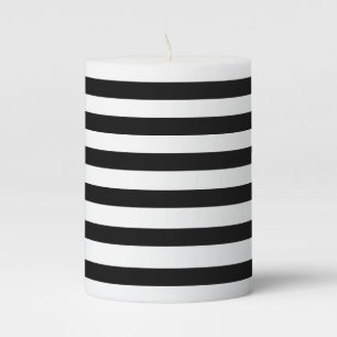 Custom Black and White Stripes Pillar Candle