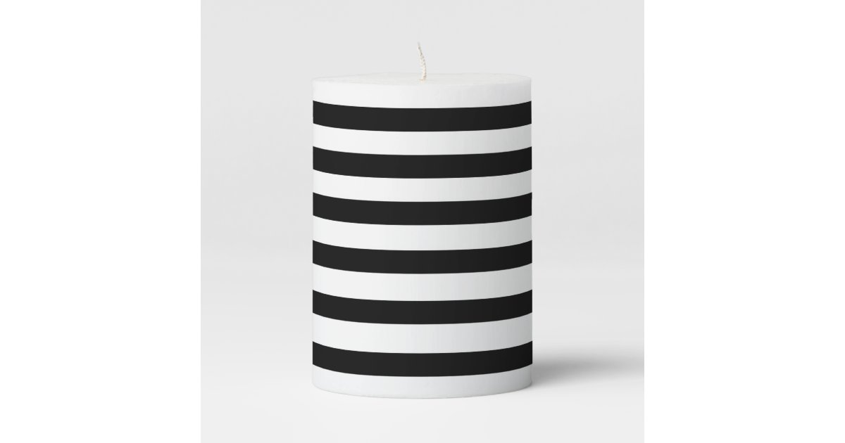 Custom Black and White Stripes Pillar Candle | Zazzle