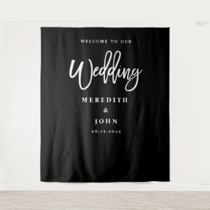 Custom Black And White Wedding Backdrop