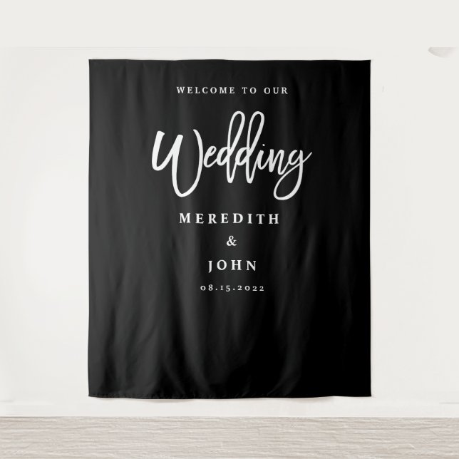 Custom Black And White Wedding Backdrop (Front)