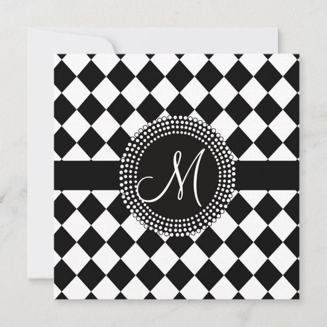 Custom Black and White Wedding Invitation Monogram (Front)