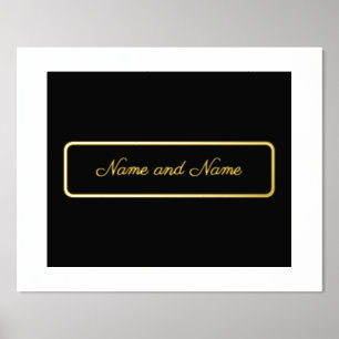 Custom, Black and white with gold lettering Foil Prints