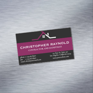 Custom Black and Wine Home Building Construction Business Card Magnet