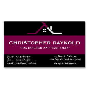 Custom Black and Wine Home Building Construction Business Card Magnet