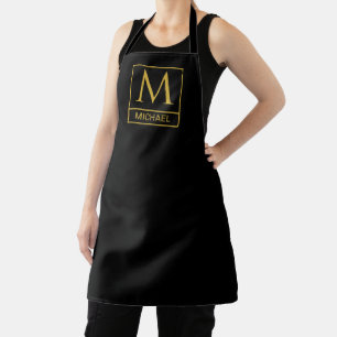 Custom Black Apron Personalized with Name and Init