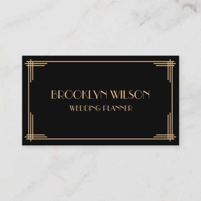 Custom Black Art Deco Business Cards (Front)