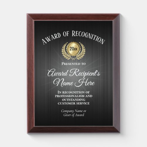 Custom Black Award of Recognition