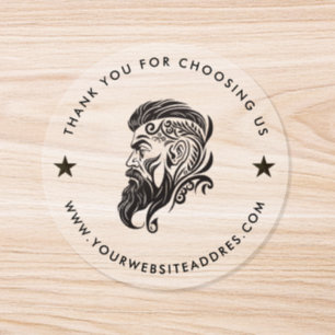 Custom Black Barber Logo Custom Thank You Sticker