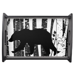 Custom Black Bear, Birch, and Pine Serving Tray