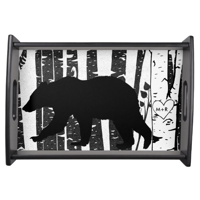 Custom Black Bear, Birch, and Pine Serving Tray (Front)