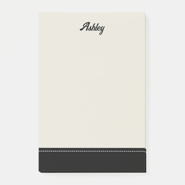 Custom black beige personalized preppy stylish post-it notes (Front)