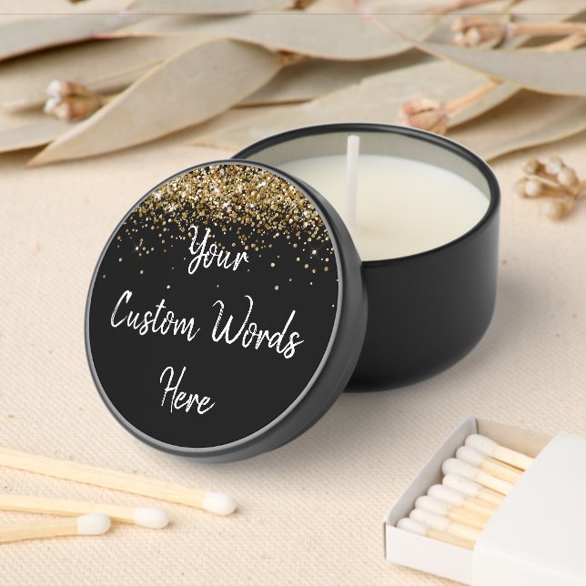 Custom Black Birthday Party Anniversary Graduation Mini Candle Favors (Insitu)