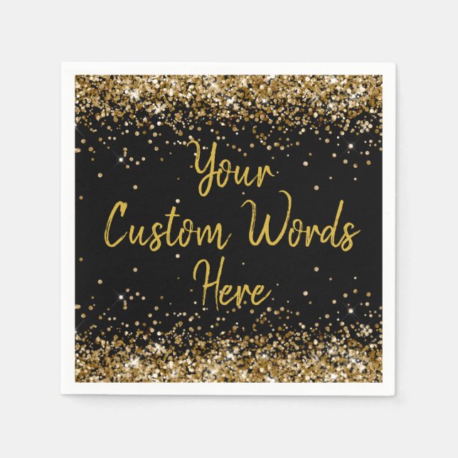 Custom Black Birthday Party Anniversary Graduation Napkins (Front)