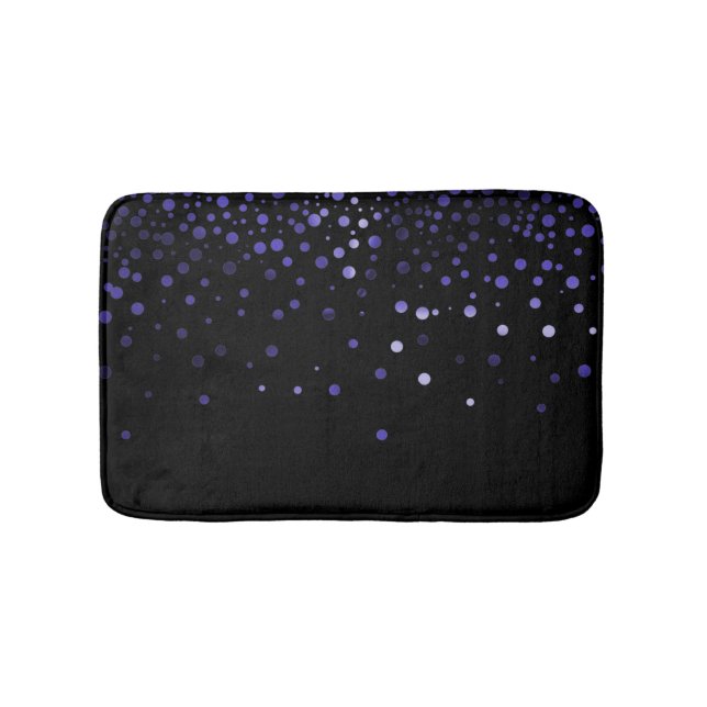 Custom Black Blue Glitter Confetti Personalized Bath Mat (Front)