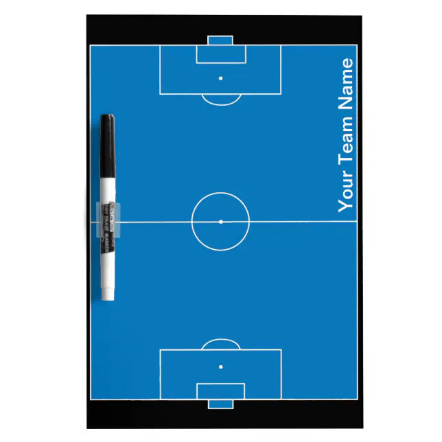 Custom black blue soccer field dry erase board Zazzle