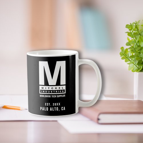 Custom Black Bold Monogram Logo Business Name Coffee Mug