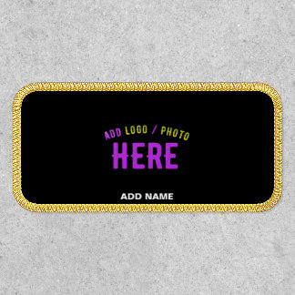 CUSTOM BLACK BRANDED GOLDEN MYLAR BORDER STITCHING PATCH