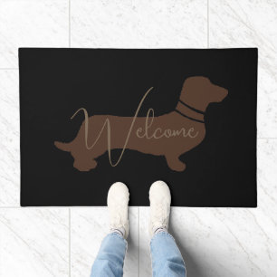 Custom black brown classic dachshund doormat