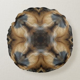 Custom Black Brown Designed Round Pillow