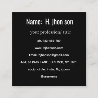 Custom Black Business Card | Elegant Professional